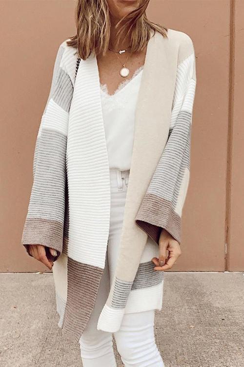 Geometry Color Block Cardigan