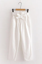 Pockets Belted Straight-leg Pants