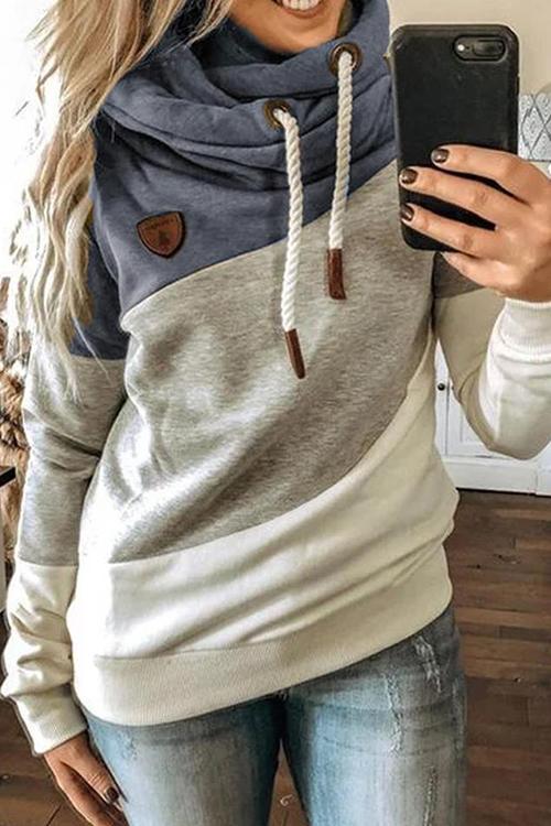 Color Block Drawstring Hoodie