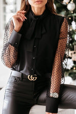 Fashion Street Solid Patchwork O Neck Blouses