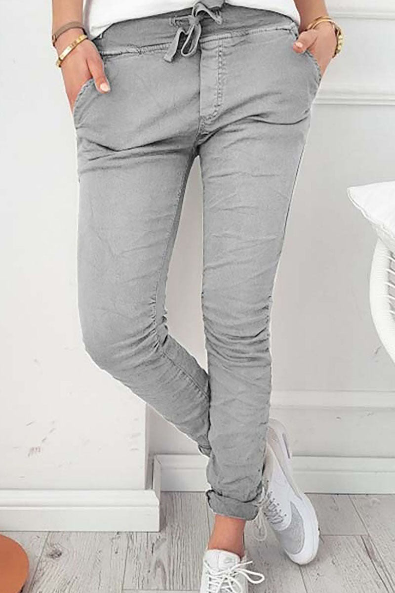 Fashion Street Solid Skinny High Waist Pencil Bottoms