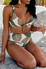 Sexy Print Bandage Split Joint Swimwears