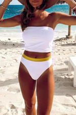 Solid Color Block Split Joint Swimwears(2 Colors)