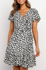 Fashion Casual Print Split Joint V Neck A Line Dresses