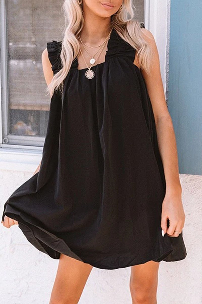 Fashion Casual Solid Split Joint Square Collar Princess Dresses