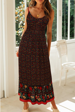 Bohemian Floral Split Joint V Neck Princess Dresses(3 colors)