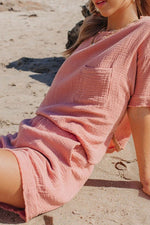 Fashion Casual Solid Split Joint O Neck Short Sleeve Two Pieces