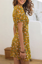 Fashion Casual Print Split Joint V Neck A Line Dresses