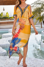 Fashion  Vacation Print Split Joint Swimwears Cover Up