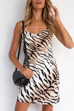 Fashion Street Print Split Joint Spaghetti Strap A Line Dresses