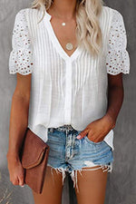 Fashion Casual Solid Split Joint V Neck Tops