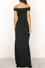 Fashion Elegant Solid Backless High Opening Off the Shoulder Irregular Dress Dresses