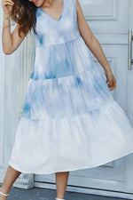 Fashion Casual Print Split Joint V Neck Princess Dresses