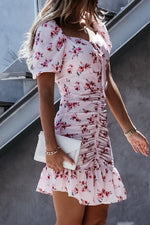 Fashion Sweet Print Split Joint Square Collar Pencil Skirt Dresses