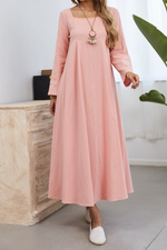Casual  Simplicity Solid Square Collar A Line Dresses