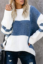 Color Block O Neck Sweater