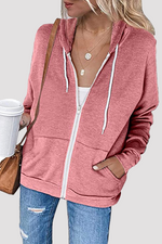 Casual Solid Split Joint Pocket Hooded Collar Tops(4 Colors)