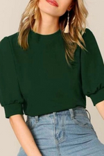 Casual Solid Split Joint O Neck Tops