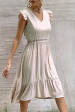 Fashion Casual Solid Split Joint V Neck Irregular Dresses