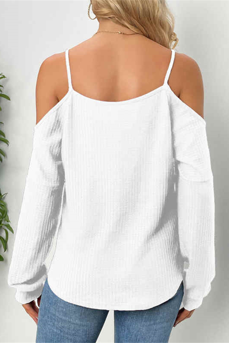 Casual Solid Hollowed Out Draw String O Neck Tops