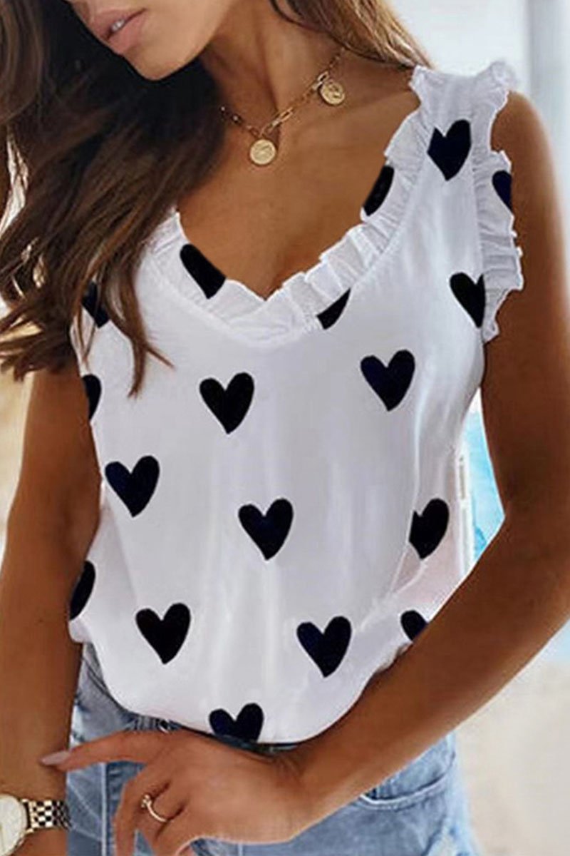 Fashion Casual Print Split Joint V Neck T-Shirts