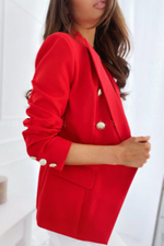 Elegant Solid Split Joint Buttons Turn-back Collar Outerwear