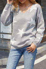 Casual The stars  Contrast V Neck Tops