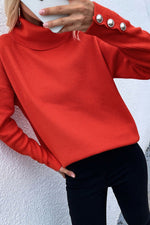 Fashion Casual Solid Split Joint Turtleneck Tops