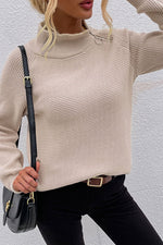 Fashion Casual Solid Split Joint Turtleneck Tops