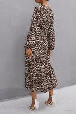 Elegant Leopard Frenulum Buckle A Line Dresses