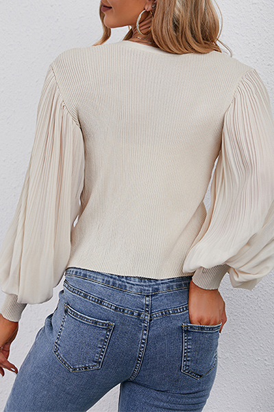 Casual Solid Split Joint Buckle V Neck Tops