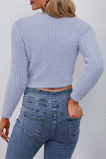 Casual Solid Split Joint Basic O Neck Tops