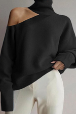 Casual Solid Hollowed Out Split Joint Turtleneck Tops Sweater