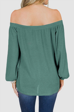 Casual Solid Buckle Knotted Off the Shoulder Tops