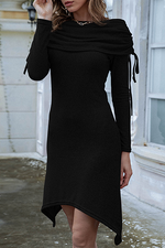 Fashion Elegant Solid Split Joint Fold Off the Shoulder Irregular Dress Dresses