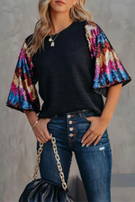 Sequin Flares Sleeve Top