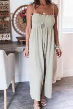 Casual Solid Patchwork Spaghetti Strap Straight Jumpsuits