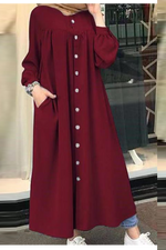 Casual Solid Buckle Mandarin Collar Shirt Dress Dresses(5 colors)