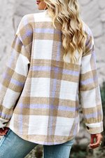 Casual Plaid Patchwork Turndown Collar Tops