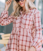 Fashion Casual Plaid Shirt Collar Dresses