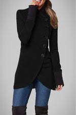 Elegant College Solid Buttons POLO collar Outerwear