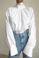 Work Elegant Solid Frenulum With Bow Mandarin Collar Blouses