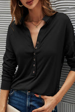 Casual Solid Buttons Solid Color Turndown Collar T-Shirts(9 Colors)