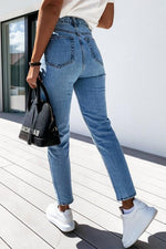 Casual Street Solid Without Belt Mid Waist Harlan Denim Jeans