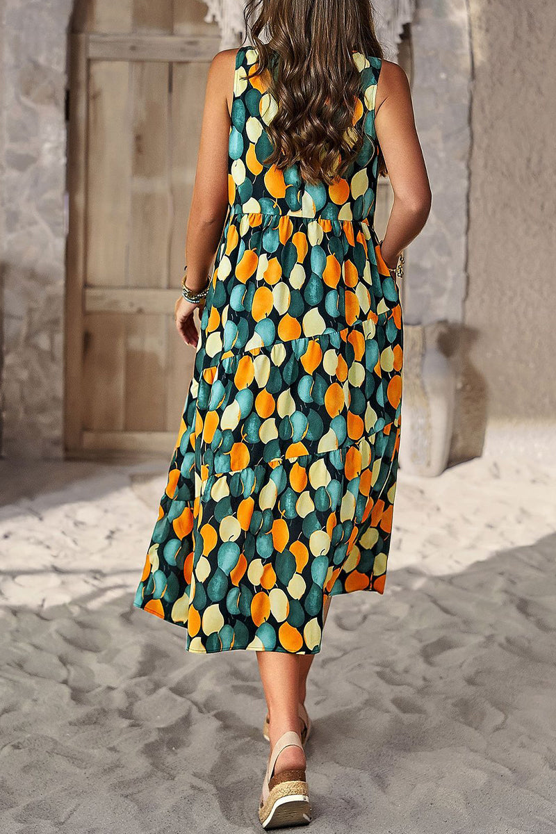 Elegant Floral Pocket Contrast O Neck A Line Dresses