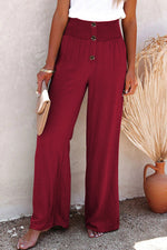 Casual Vacation Solid Buttons Loose High Waist Wide Leg Solid Color Bottoms