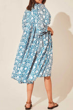 College Vacation Floral Patchwork Frenulum Asymmetrical Collar Beach Dress Dresses