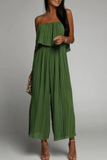 Casual Simplicity Solid Fold Strapless Loose Jumpsuits(3 Colors)