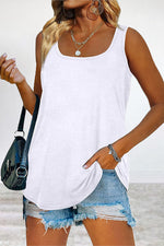 Casual Simplicity Solid Solid Color Square Collar Tops(4 Colors)