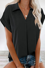 Work Simplicity Solid V Neck Blouses(5 Colors)